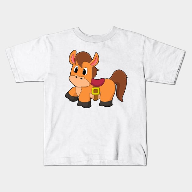 Horse with Saddle Kids T-Shirt by Markus Schnabel